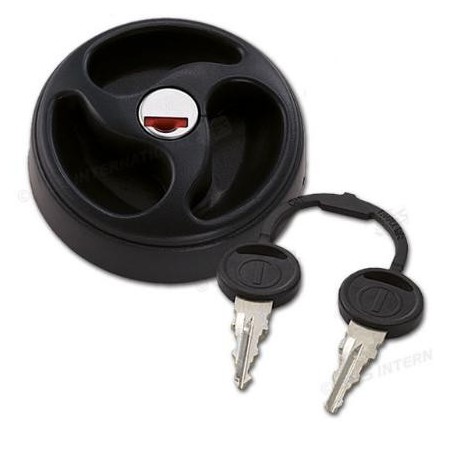 Tapón para bocana negro con bombín y dos llaves.