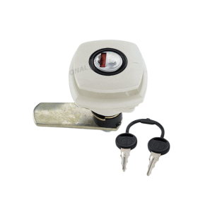 Cerradura portón trasero autocaravana | Con bombín y 2 llaves - Blanco