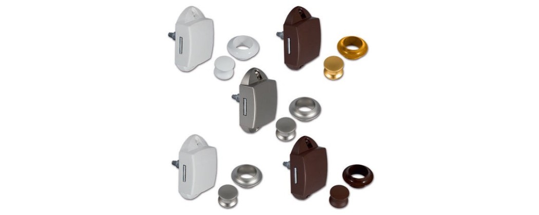 Kits completos para cerraduras estilo Push-Lock, para puertas y muebles de autocaravanas, caravanas y furgonetas camperizadas.